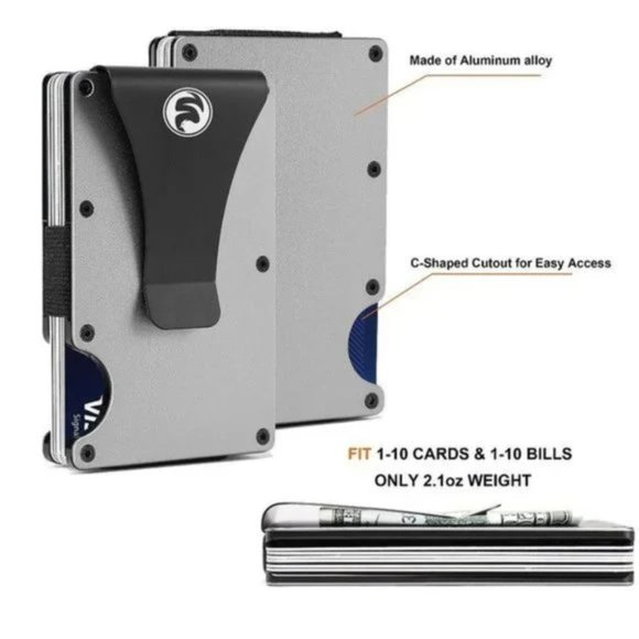 New Front Pocket Slim Money Clip Wallet for Men, Wood American Flag-Gray - Picture 4 of 6